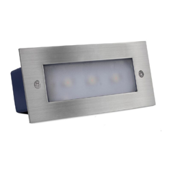 Segnapasso Led 3W IP65 da incasso a parete rettangolare Bianco Freddo 6000K argento - WISDOM en oferta