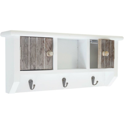 Portachiavi attaccapanni pensile HWC-A48 legno di paulonia bianco e marrone - MENDLER precio