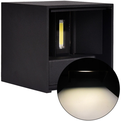 Wisdom - Applique cubo Led 10W IP65 per esterno ed interno bioemissione Bianco Neutro 4000K nero