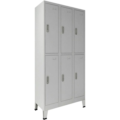 Armadietto Spogliatoio a 6 Posti in Acciaio 90x45x180cm Grigio - ASUPERMALL