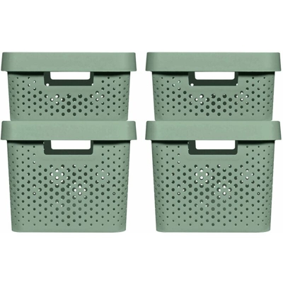 Curver Set Contenitori con Coperchio Infinity 4 pz 11L+17L Verde