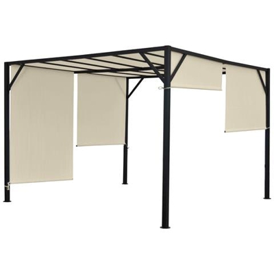 Gazebo Pergola Baldacchino Apribile Baia Acciaio Poliestere Avorio 4x3m