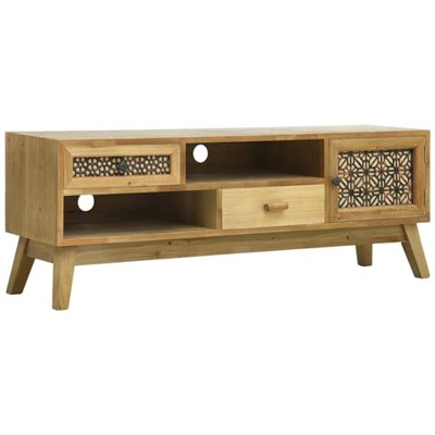 Mobile Porta Tv Intagliato Marrone 120x30x42 Cm In Legno