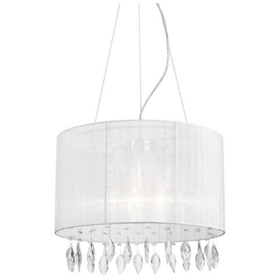I-PATTY / S5 - Lampadario a sospensione con paralume bianco dalla forma semplice e cristalli 60 watt E27