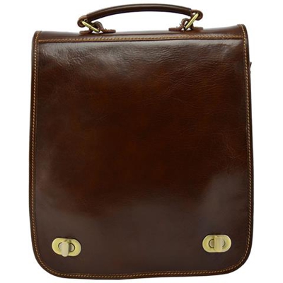 Borsello Zaino In Vera Pelle Colore Marrone - Pelletteria Toscana Made In Italy - Zaino