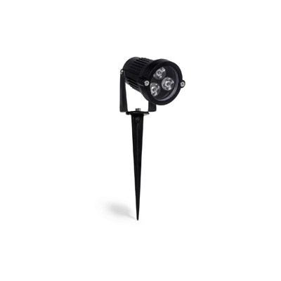 Faretto Segnapasso Led 3W IP65 rotondo con picchetto Luce Rosso nero - WISDOM