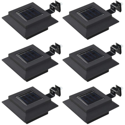 Lampade Solari da Esterni 6 pz a LED Quadrate 12 cm Nero - ASUPERMALL