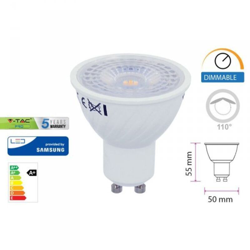 Faretto LED V-TAC Chip Samsung GU10 6,5W 110° 3000K Dimmerabile precio