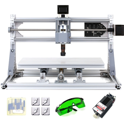 Asupermall - Combo Mini CNC motore incisione laser macchina utensile e controllo del motore CNC3018 con ER11 Collet occhiali spina testa del laser +