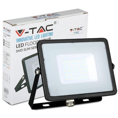 faro led chip samsung 220-240 volt 30 watt CE IP65 bianco naturale nero no tec 629034 - V-TAC