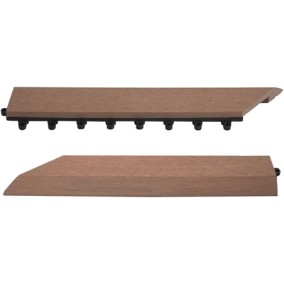 Set 2x listelli profilo per piastrelle Rhone T831 WPC 30x30cm marrone sinistra con ganci - MENDLER