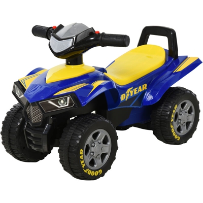 Homcom Quad Giocattolo per Bambini 12-36 Mesi con Licenza GOODYEAR con Luci e Suoni Blu e Giallo