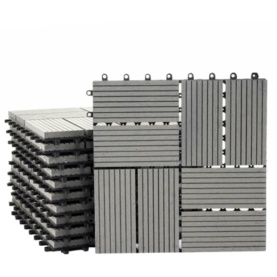 Piastrelle Premio pavimentazione da esterno Rhone T831 WPC 30x30cm 11 pezzi 1mq grigio quadrati - MENDLER