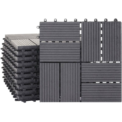 Piastrelle Premio pavimentazione da esterno Rhone T831 WPC 30x30cm 11 pezzi 1mq antracite quadrati - MENDLER