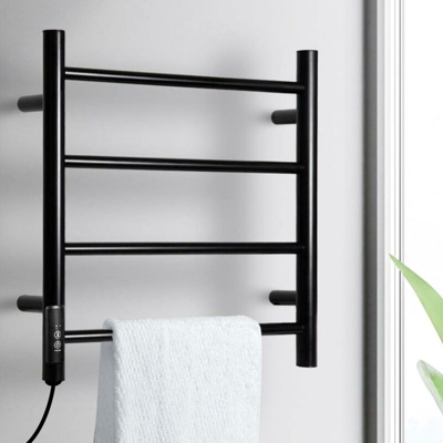 Bakaji - Scaldasalviette Termoarredo Elettrico Bagno Asciugabiancheria 4 Elementi Nero