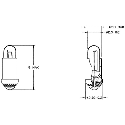 Lampadina speciale ad incandescenza Trasparente MS2.8 10 V 45 mA - N.A.