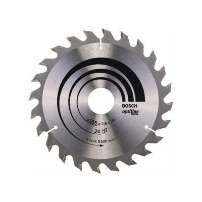 Bosch Lama per sega circolare Optiline Wood per sega circolare manuale, 165 x 30 x 2,6 mm, 24