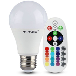 V-tac - lampadina led con telecomando rgb 220-240 volt 9 watt A+ CE E27 IP20 bianco caldo tec 646697 características