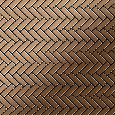 Mosaico metallo solido Titanio spazzolato Amber rame spesso 1,6 mm ALLOY Herringbone-Ti-AB