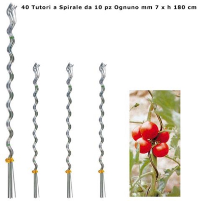 40 Tutori A Spirale Ideali Per Pomodori In Acciaio Zincato 7 Mm X Altezza 180 Cm