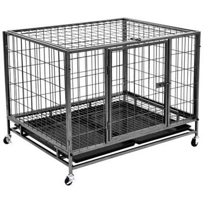Gabbia Per Cani Robusta Con Ruote In Acciaio 98x77x72 Cm