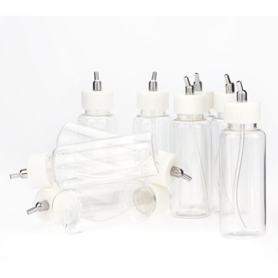 Bottiglie 10PCS 100cc Airbrush plastica Pot Coperchio adattatore a doppia azione del sifone feed Air Brush Vasi Airbrushing accessori vernice
