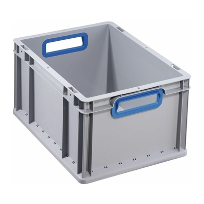 ALLIT Contenitore per il trasporto impilabile L400xB300xH220mm grigio PP maniglia aperta blu