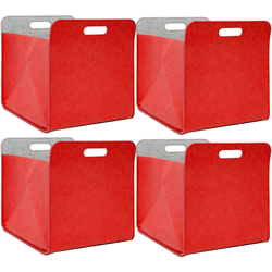 Set 4 Scatole di Feltro 33x33x38 cm Cesto Borsa per Scaffali Ikea Kallax Rosso - DUNEDESIGN en oferta
