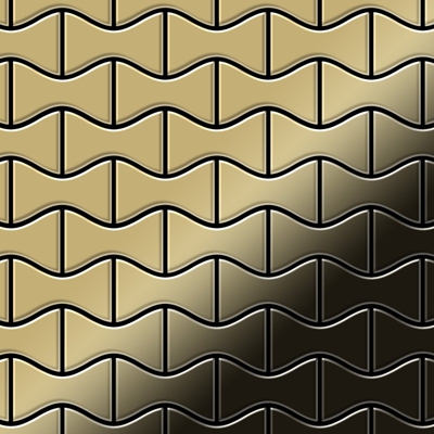Mosaico metallo solido Titanio specchiato Gold oro spesso 1,6 mm ALLOY Kismet-Ti-GM disegnato da Karim Rashid