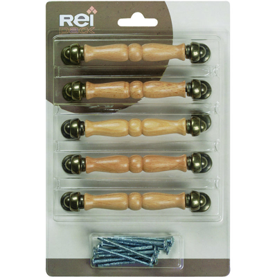 REI - Maniglia stile classico, Legno-Zama, Faggio Trasparente, 96mm interasse. Marchio