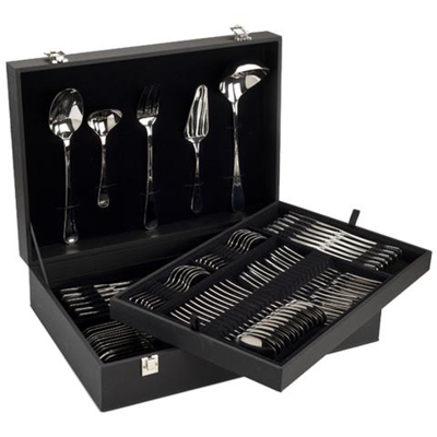 Serie Madrid - Pacco Regalo Set Di Posateria 113 Pezzi (set Completo) - Monoblocco Unipezzo Colore Argento