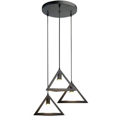 portalampada lampadario pendente piramide 220-240 volt 3 luci CE E27 IP20 nero tec 626224 - V-TAC