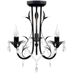 Lampadario Art Nouveau Nero Metallo Perline Cristallo e Lampadine E14 - ASUPERMALL precio