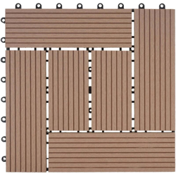 Piastrelle Premio pavimentazione da esterno Rhone T831 WPC 30x30cm 11 pezzi 1mq teak incrociato - MENDLER en oferta