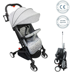 Baby Stroller, Child Pushchair, Grigio, with cup holder, carry bag and rain cover, Materiale: Poliestere - LEOGREEN características