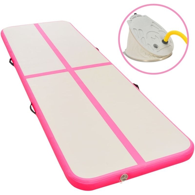 Tappetino Ginnastica Gonfiabile con Pompa 600x100x10cm PVC Rosa - ASUPERMALL