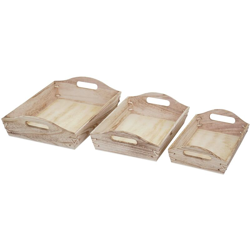 Serie vintage set 3x vassoi HWC-C50 decorativi legno paulonia ~ naturale - MENDLER características
