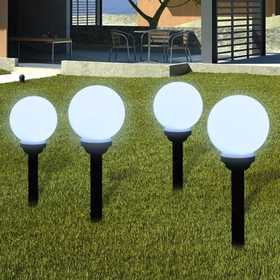 Lampioni Solari LED Giardino 4 pz Rotondi 15 cm con Picchetto - ASUPERMALL