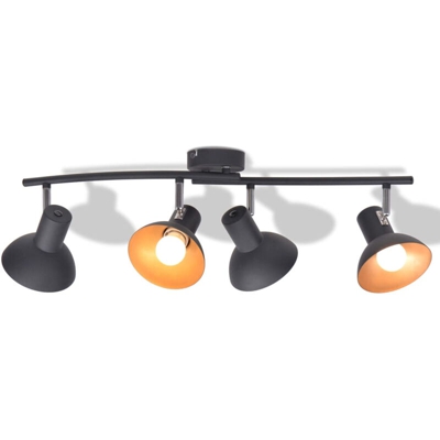 Lampadario da Soffitto per 4 Lampadine E27 Nero e Oro - ASUPERMALL