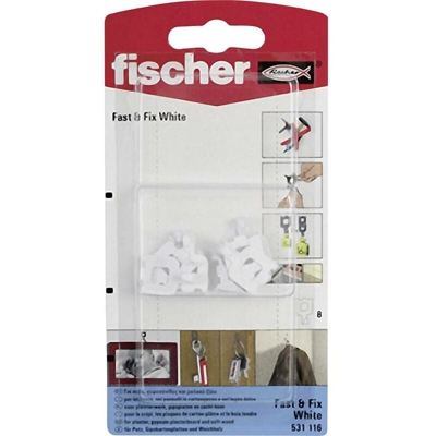 Gancio a muro Fast & Fix di Fischer, bianco K, 8 pz.