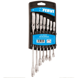 Serie 7 Pz Chiavi Combinate Con Testa A Cricchetto 8 - 19 Mm Fervi 0690/07P características