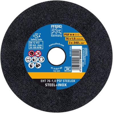 Psf Steelox 65508100 Disco di taglio dritto 76 mm 10 mm 25 pz. - Pferd