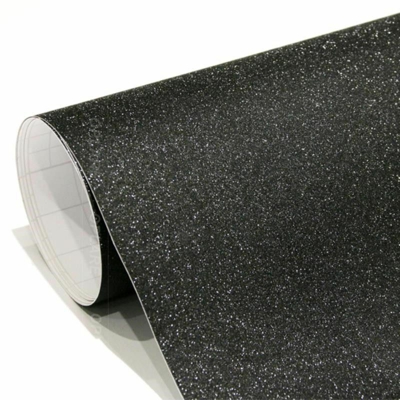 Stickerslab - Pellicola adesiva nero glitter per car wrapping e tuning auto e moto senza bolle d'aria Misura - 152cm x 10 Metri