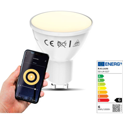 Lampadina LED smart GU10, dimmerabile con lo smartphone, luce calda 2700K, funziona con App per iOS e Android, Amazon Alexa, Google Home, lampadina características