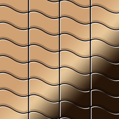 Mosaico metallo solido Titanio specchiato Amber rame spesso 1,6 mm ALLOY Flux-Ti-AM disegnato da Karim Rashid