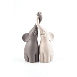 Coppia di statuette in ceramica a forma di elefantini, altezza 25,5 cm, Grigio - Pajoma precio