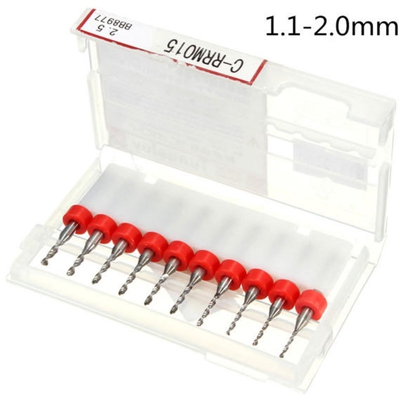 Carburo di acciaio al tungsteno, trapano CNC per circuiti stampati, diametro di taglio 1,1-2,0 mm, 10 pezzi - ASUPERMALL