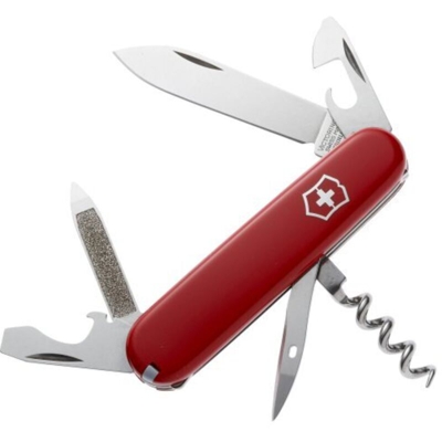Coltello tascabile medio Victorinox Sportsman Red 0.3802.with 12 funzioni Include una lima per unghie con pulitore per unghie e apribottiglie senza