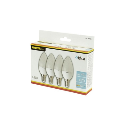 Confezione da 4 Pz di Lampadina Led C37 E14 6W Bianco Neutro 4000K - NOVA LINE