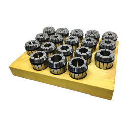 Serie di 18 pinze ER 32 per frese da 3 a 20 mm su zoccolo di legno PRT Tools - LTF características